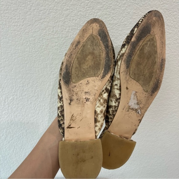 AGL Snake Print Flat Loafer with Round Medal Decoration Size 40 - Picture 7 of 8